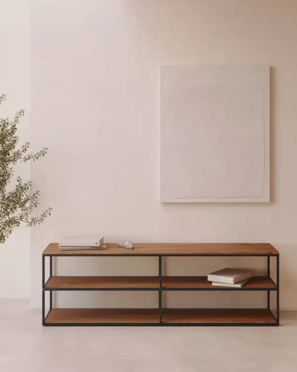 Mueble tv nogal patas de acero 195 - Kave Home