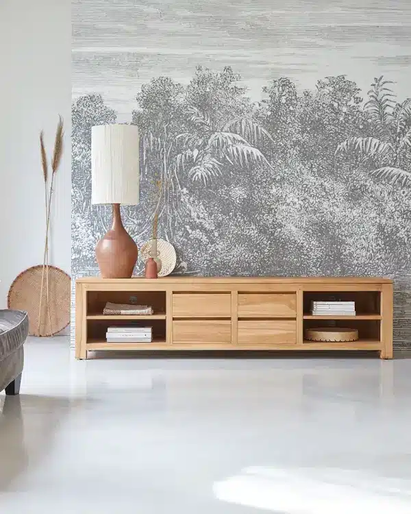 Mueble tv teca maciza patio 200 - Tikamoon Muebles de TV en madera natural