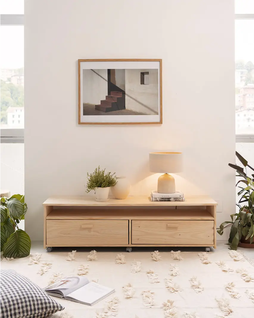 mueble TV 160 Pino - LUFE Muebles de TV en madera natural